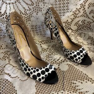 J. Renee Bailee Women's US 8M Distinct Black & White Polka Dot High Heels